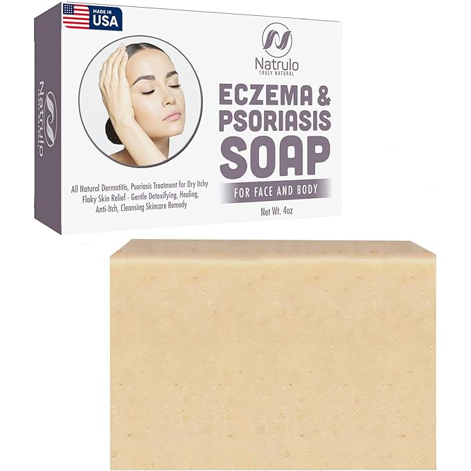 Natrulo Herblov Eczema Face Soap Body Wash Bar â€“ All Natural Psoriasis, Dermatitis Treatment for Dry Itchy Flaky Skin Relief â€“ Gentle Detoxifying, Healing, Anti-Itch, Cleansing Skincare Remedy Made in USA - Image 1